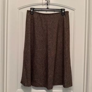 Kate Hill Brown & Black Tweed A-Line Skirt | Size 12 | Classic Fall Winter